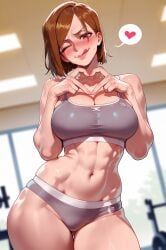 kugisaki_nobara, jujutsu_kaisen, arzagod, 1girls, 4-finger_heart_hands