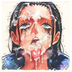 nico_robin, one_piece, priestofart, 1girls, ahe_gao