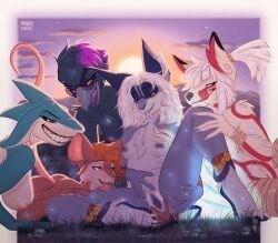 asuri_(brawlhalla), ember_(brawlhalla), mako_(brawlhalla), munin_(brawlhalla), yumiko_(brawlhalla)