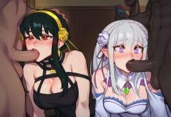 emilia_(re:zero), yor_briar, yor_forger, blacked, re:zero