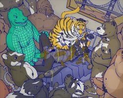 obrien_(artist), alligator, alligatorid, american_pit_bull_terrier, anal