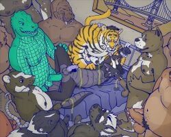 obrien_(artist), alligator, alligatorid, american_pit_bull_terrier, anal
