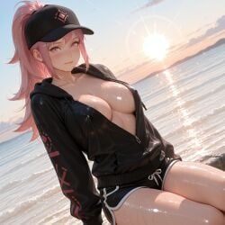 hilda_valentine_goneril, fire_emblem:_three_houses, kermixx, 1girl, areola_slip