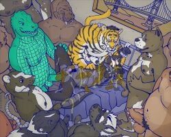 obrien_(artist), alligator, alligatorid, american_pit_bull_terrier, anal