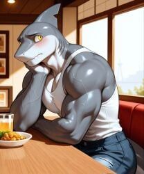 anthro, bicep, blush, blushing, gay