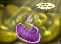 fledgedragonfox, balls, bedding, big_tail, blanket