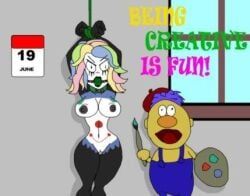 notebook_(dhmis), yellow_guy_(dhmis), dont_hug_me_im_scared, 1boy, 1girls