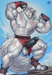 edvardiko, abs, anthro, arm_scar, balls