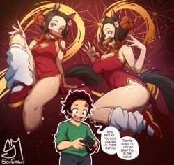 kamado_nezuko, kamado_tanjirou, demon_slayer, kimetsu_no_yaiba, semidraws