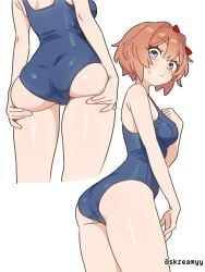 sayori_(doki_doki_literature_club), doki_doki_literature_club, skreamyy, 1girls, ass