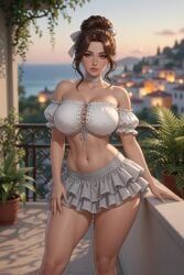 rgomez007, 1girls, athletic_female, balcony, belly_button