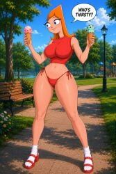 candace_flynn, phineas_and_ferb, casual_exposure, holding_object, hourglass_figure