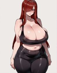 erza_scarlet, fairy_tail, sakaro, 1girls, areola_slip