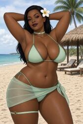 rgomez007, 1girls, armpits, arms_behind_head, beach
