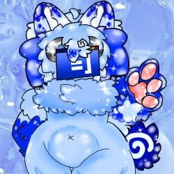 =3, blue_body, blue_fur, emoticon, fluffy