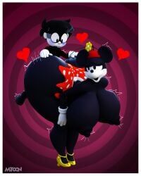 marlon_(character), minnie_mouse, original_character, mtoon, 1boy