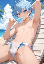 chongyun_(genshin_impact), genshin_impact, 1boy, armpits, balls