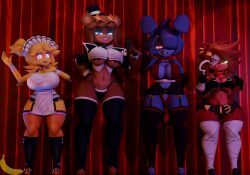 bonfie, bonfie_(cryptia), bonnie_(fnaf), chica_(fnaf), chiku