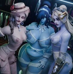 ashe_(overwatch), mei_(overwatch), widowmaker, blizzard_entertainment, halloween