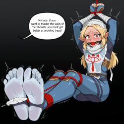 princess_zelda, sheik, zelda, 1girls, ankles_tied