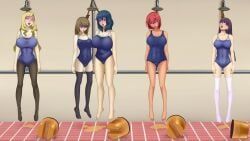 5girls, bare_arms, bare_legs, bare_shoulders, bare_thighs