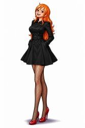 nami_(one_piece), one_piece, 1girls, :d, belt