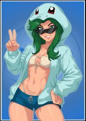 squirtle, rekheadz, female, green_eyes, green_hair