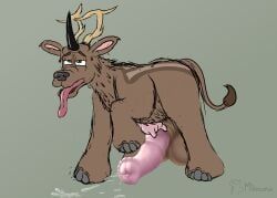 monocerus, animal_genitalia, animal_penis, antlers, balls