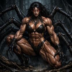 thijsboiii, 1girl, barely_clothed, black_hair, cave