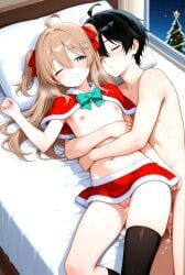 neuro-sama, christmas, indie_virtual_youtuber, 1boy, 1girls