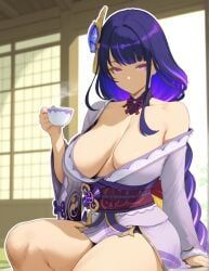 raiden_shogun, genshin_impact, patreon, floresai, 1girls