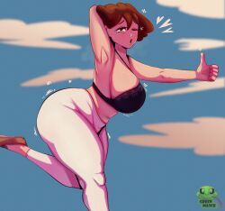 misae_nohara, crayon_shin-chan, greenmasck, 1girls, arm_behind_head