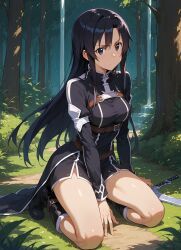 female_kirito, kirito, sword_art_online, female, kneeling