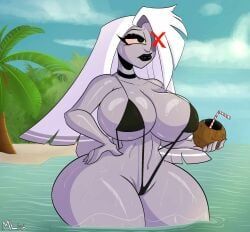 vaggie_(hazbin_hotel), hazbin_hotel, hellaverse, ameizing_lewds, 1girls