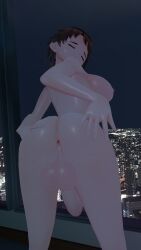 noravrmx, vrchat, vroid, cityscape, completely_nude_futanari