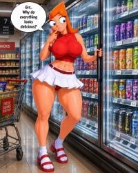 candace_flynn, phineas_and_ferb, beltskirt, dialogue_bubble, drinks
