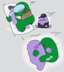 green_(among_us), purple_(among_us), among_us, among_us_(on_guard), body_pillow