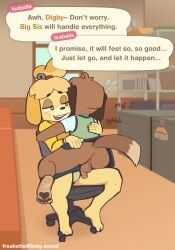 digby_(animal_crossing), isabelle_(animal_crossing), animal_crossing, nintendo, freakette