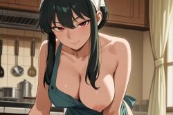 yor_briar, spy_x_family, 1girl, apron, bare_shoulders