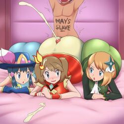 dawn_(pokemon), may_(pokemon), serena_(pokemon), serious_costume_haruka, sygna_suit_dawn