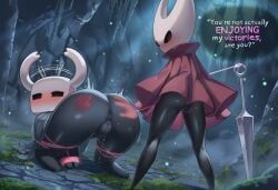 hornet_(hollow_knight), the_knight_(hollow_knight), hollow_knight, nokani, 2girls