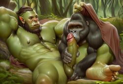 world_of_warcraft, abs, ambiguous_gender, barefoot, beard