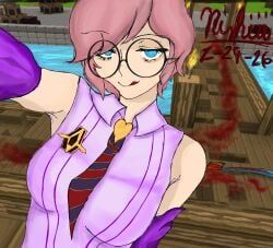 blockman_go, blue_eyes, glasses, gold_jewelry, holding_camera