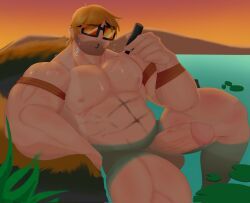 buster_(brawl_stars), dibupromedio, chubby_male, erection, facial_hair