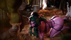 night_elf, orc_(warcraft), tyrande_whisperwind, world_of_warcraft, 1boy