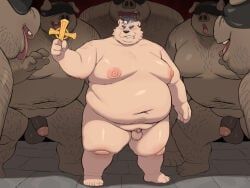 moki_(artist), anthro, balls, barazoku, bear