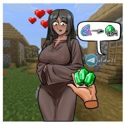 villager_(minecraft), minecraft, efufur, 1boy, 1female