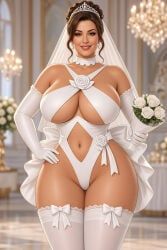 rgomez007, 1girls, belly_button, bouquet, bow_accessory