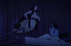 dara-san, reiwa_no_dara-san, areolae, black_hair, hips