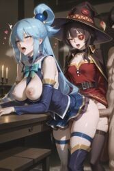 aqua_(konosuba), megumin, kono_subarashii_sekai_ni_shukufuku_wo!, patreon, 1boy